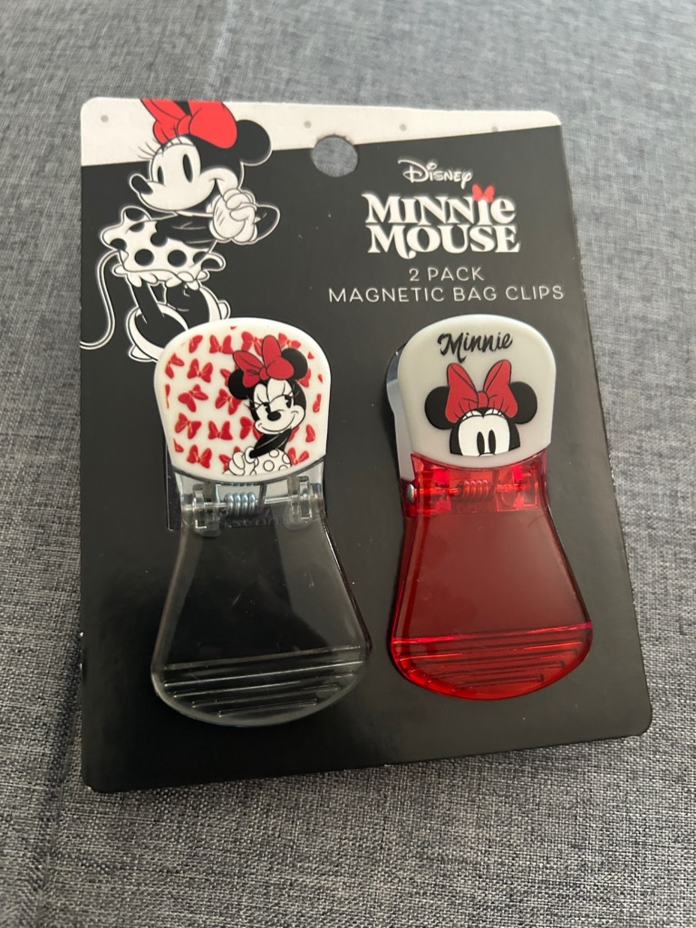 Disney Minnie Mouse Magnetic Bag Clips - Red & Clear Accents